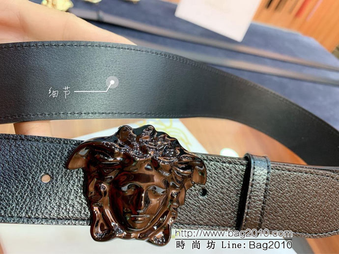 VERSACE範思哲 外貿原單貨 原廠豬皮紋頭層牛皮 男士皮帶 高端人士首選  xfp1324